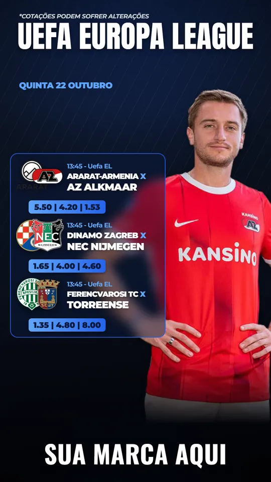 Banner Europa League com espaço para a sua marca
